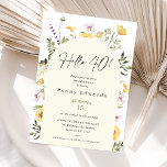Gult Rustic Wildblommor Hej 40 40:e födelsedagen Inbjudningar<br><div class="desc">Gult Rustic Wildbloms Hej 40 40:e födelsedagsinbjudan 40:e födelsedagsinbjudan gult och lila jaktblommor födelsedag med en båge och en modern kalligraftitel.</div>
