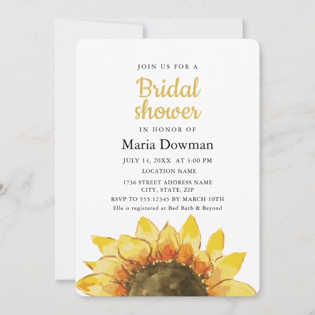 Gult, rustik solros. Land Möhippa Inbjudningar (Framsida)