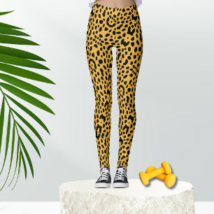 gult Safari leopard Skriv ut Leggings