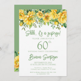 Gult Sage Blommigt oavsett ålder Överordnad Födels Inbjudningar