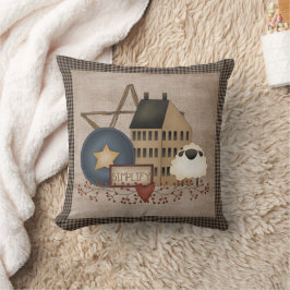 Gult Saltbox House - Simplitive - Primitive Land Kudde