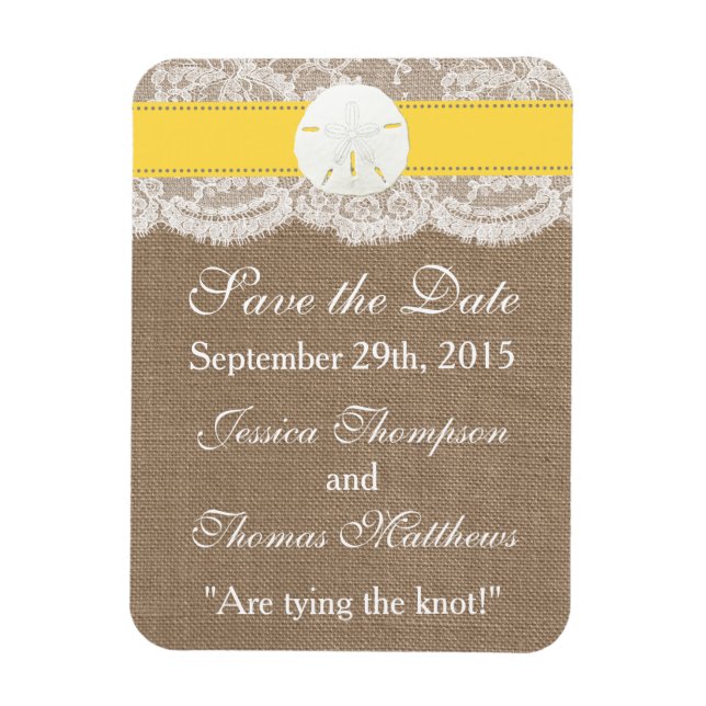 Gult Sand Dollar Beach WedCollection Collection Magnet (Vertikal)