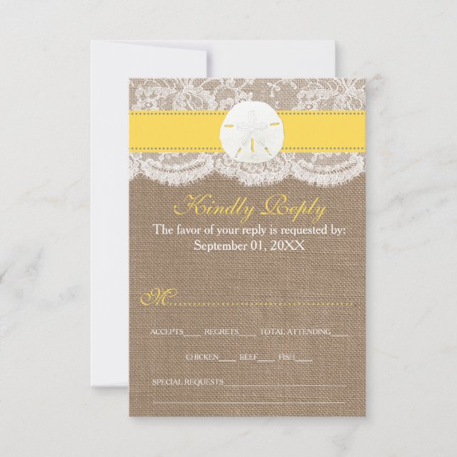 Gult Sand Dollar Beach WedCollection Collection OSA Kort (Framsida)