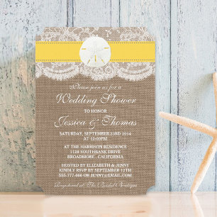Gult Sand Dollar Beach Wedwer Shower Inbjudningar