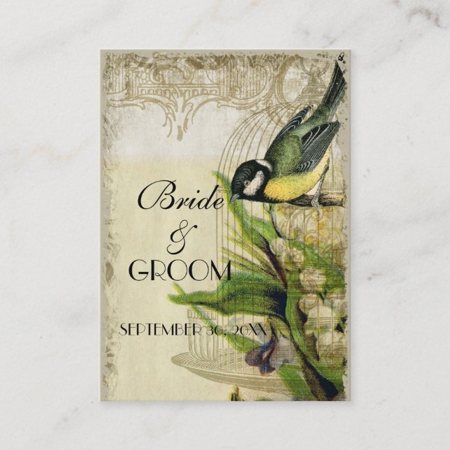 Gult Sång-registreringsnummer för fågelburk Tilläggskort (Framsida)