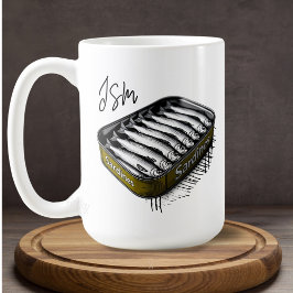Gult Sarine Art Tin Anpassningsbar Monogram Namn Kaffemugg