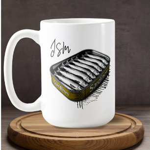 Gult Sarine Art Tin Anpassningsbar Monogram Namn Kaffemugg