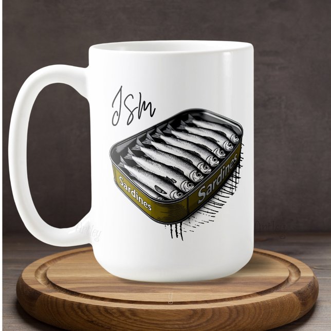 Gult Sarine Art Tin Anpassningsbar Monogram Namn Kaffemugg (Skapare uppladdad)