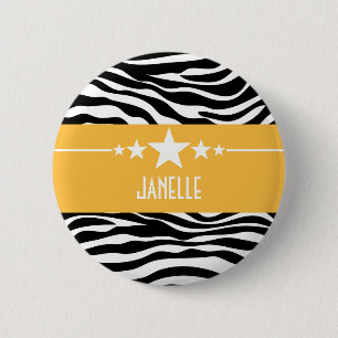 Gult Sassy Star Zebra-knapp Knapp