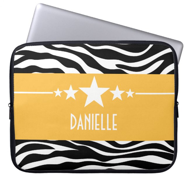 Gult Sassy Star Zebra Laptop sleeve (Framsidan)