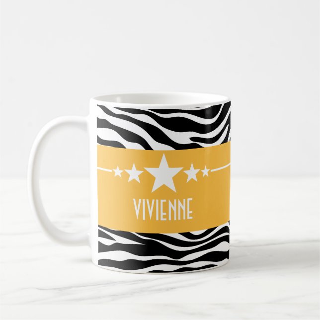 Gult Sassy Star Zebra Mugg (Vänster)