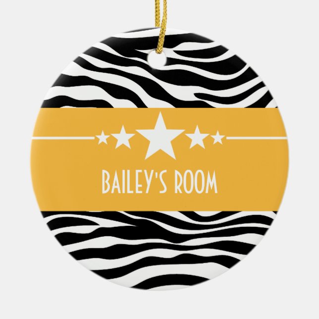 Gult Sassy Star Zebra Ornament (Framsidan)