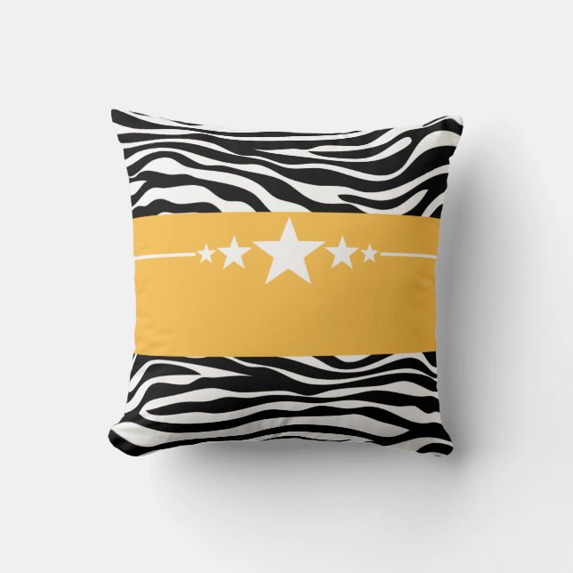 Gult Sassy Star Zebra Pillow Kudde (Framsida)