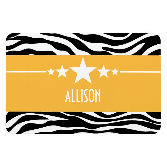 Gult Sassy Star Zebra Premium Magnet (Horisontell)