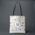 Gult Scandinavian Blommönster Monogram Tygkasse<br><div class="desc">Skandinaviskt inspirerat monogram till en säck med svart och vitt blommönster. Anpassa genom att lägga till ditt monogram. Den här blommigten är perfekt för som en personlig. Matchande objekt är tillgängliga.</div>