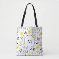 Gult Scandinavian Blommönster Monogram