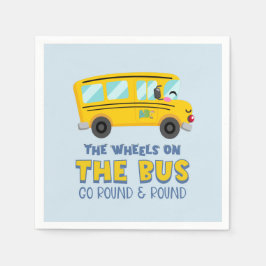 Gult School Buss 1:a födelsedagen Pappersservett