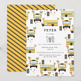 Gult School Buss Barns födelsedag Party Inbjudningar