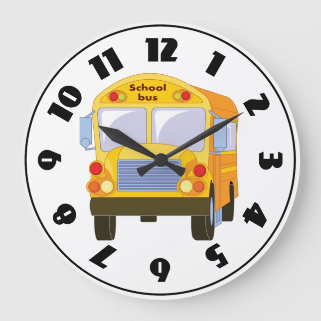 Gult School Buss Clock Stor Klocka (Framsida)