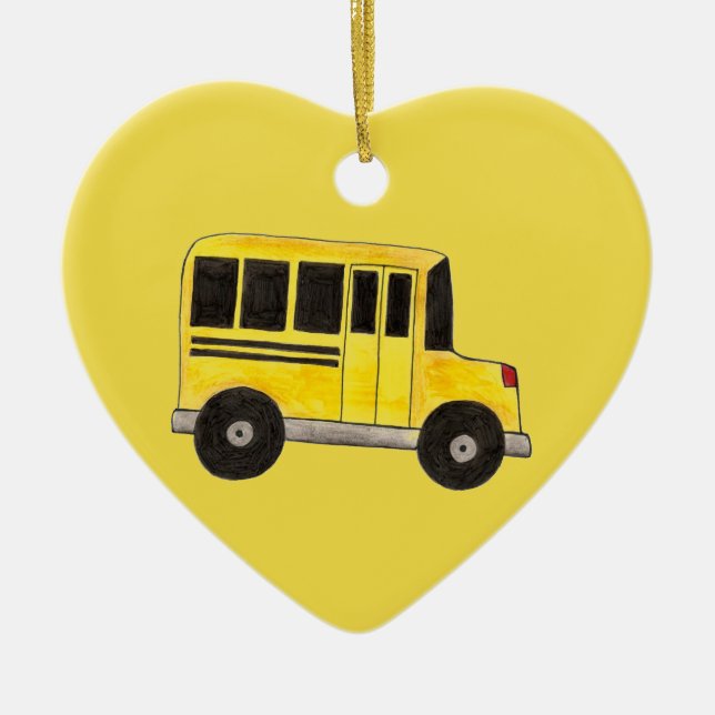Gult School Buss Driver Teacher Education Gift Julgransprydnad Keramik (Framsidan)