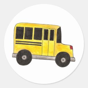 Gult School Buss Driver Teacher Education Sticker Runt Klistermärke