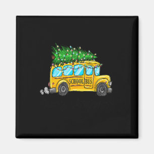 Gult School Buss, julljus, Träd-chaufför, Paja Magnet