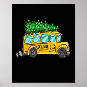 Gult School Buss, julljus, Träd-chaufför, Paja Poster