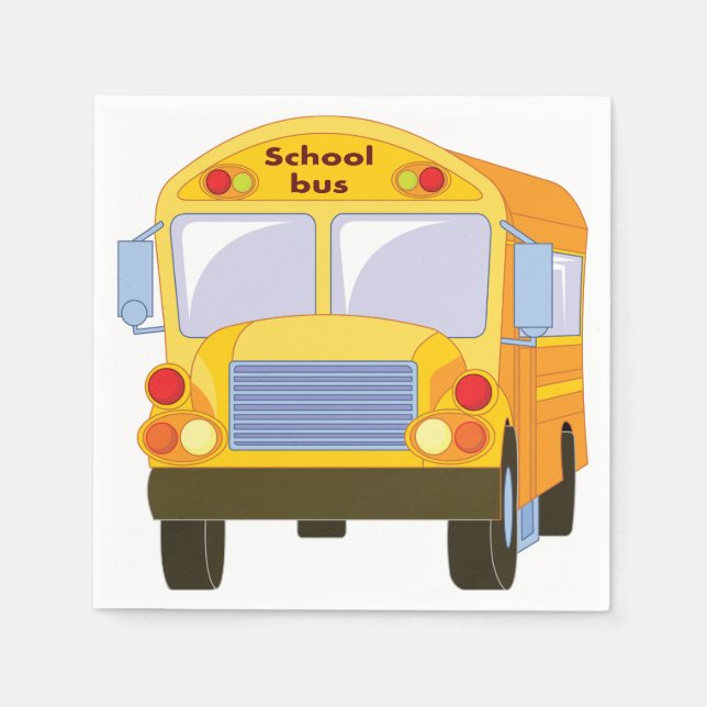 Gult School Buss Papper Napkins Pappersservett (Framsidan)