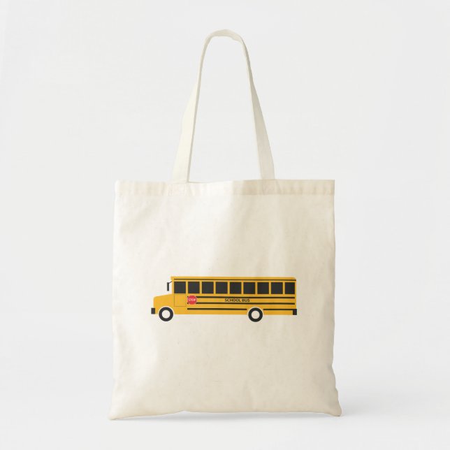 Gult School Buss Tote Bag Tygkasse (Framsidan)