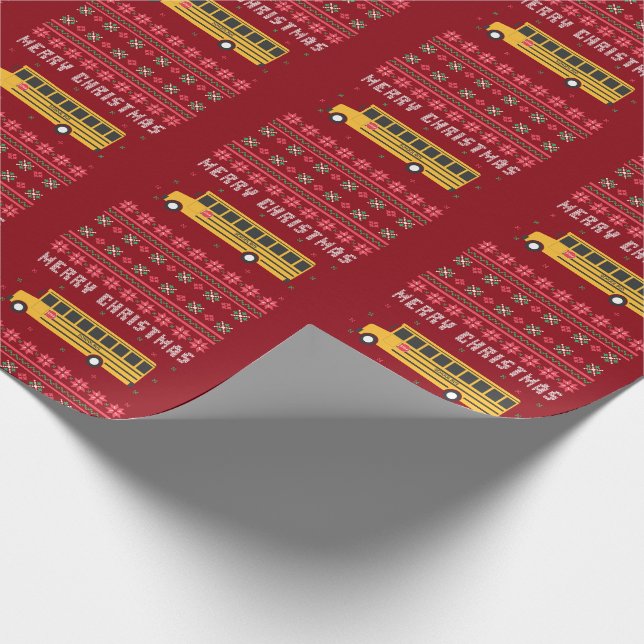 Gult School Buss Ugly jul Sweater Presentpapper (Hörn)