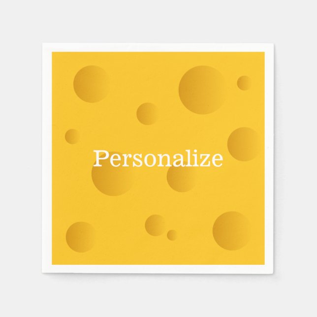 Gult schweizisk ostbit med hål anpassningsbar roli pappersservett (Framsidan)