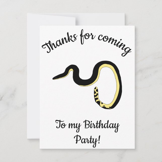 Gult Sea snake Lycklig B-day Tack Kort (Framsida)