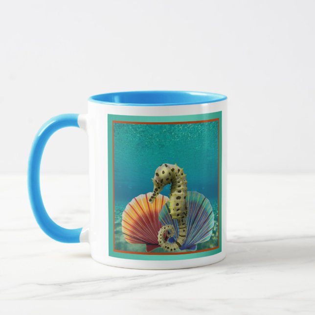 Gult Seahorse and Scallop-Snäckor Mugg (Vänster)