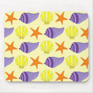 Gult Seashell Sea Snäcka Conch Starfish Beach Musmatta