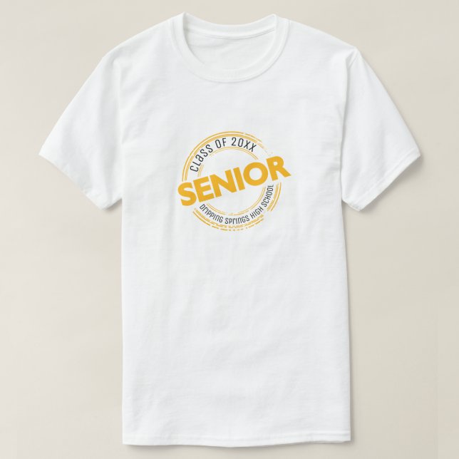 Gult Senior Class of Distress Badge T Shirt (Design framsida)