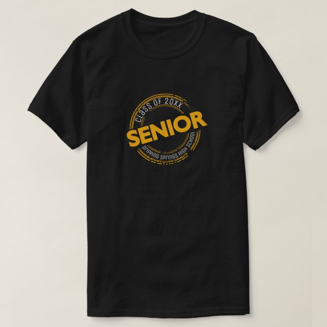 Gult Senior Class of Distress Badge T Shirt (Design framsida)