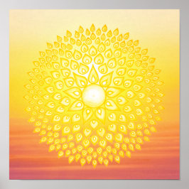 Gult Shining Sol Mandala Sunset Poster