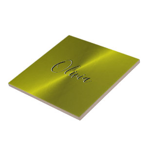 Gult shiny faux metall kakelplatta