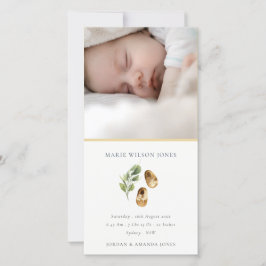 Gult Shoes Foliage Photo Baby Birth Notice Tack Kort