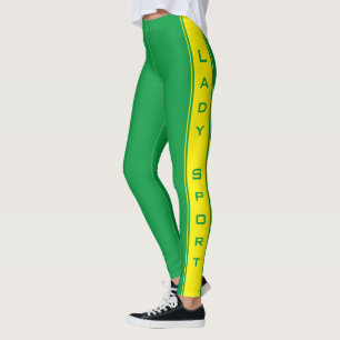 Gult Side Rand Grönt Leggings Anpassningsbar Färg