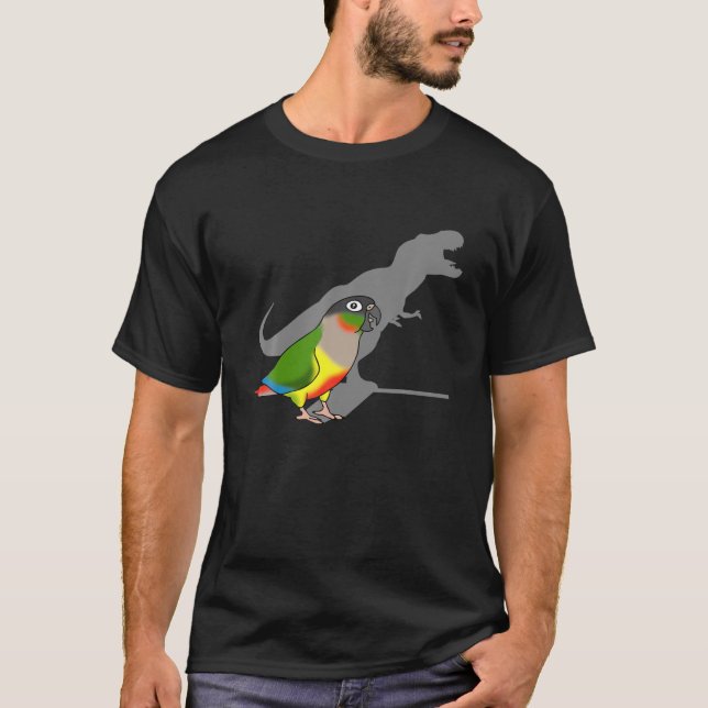 Gult Sided Conure Rex Funny Dinosaur Parrot Birb T Shirt (Framsida)