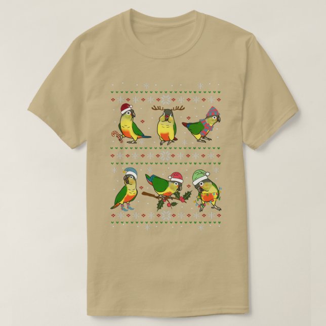 Gult sido conure Ugly jul T Shirt (Design framsida)