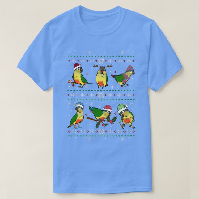Gult sido conure Ugly jul T Shirt (Design framsida)