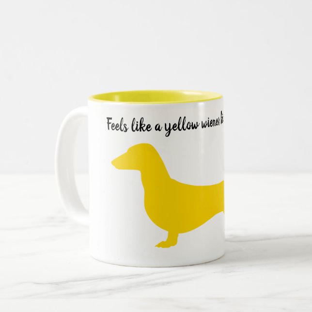 Gult Silhouette Dachshund Mugg (Framsida vänster)