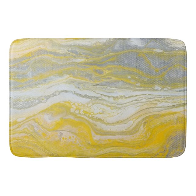 Gult & Silver Abstrakt Bath Mat Badrumsmatta (Framsidan)