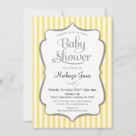 Gult Silver Baby Shower-Neutralt Grått för inbjuda Inbjudningar