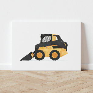 Gult Skid Steer Construction Fordon Canvastryck