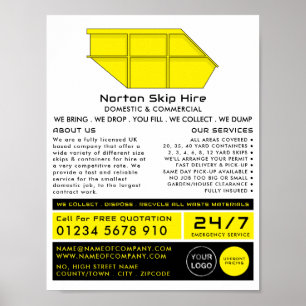 Gult Skip, Skip/Dumpster Company Advertising Poster