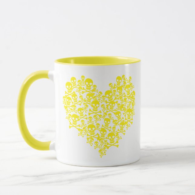 Gult Skull Heart Mugg (Vänster)