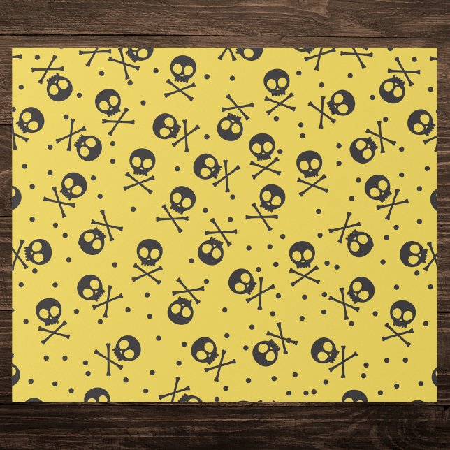 Gult Skull och korsben Presentpapper (Skapare uppladdad)